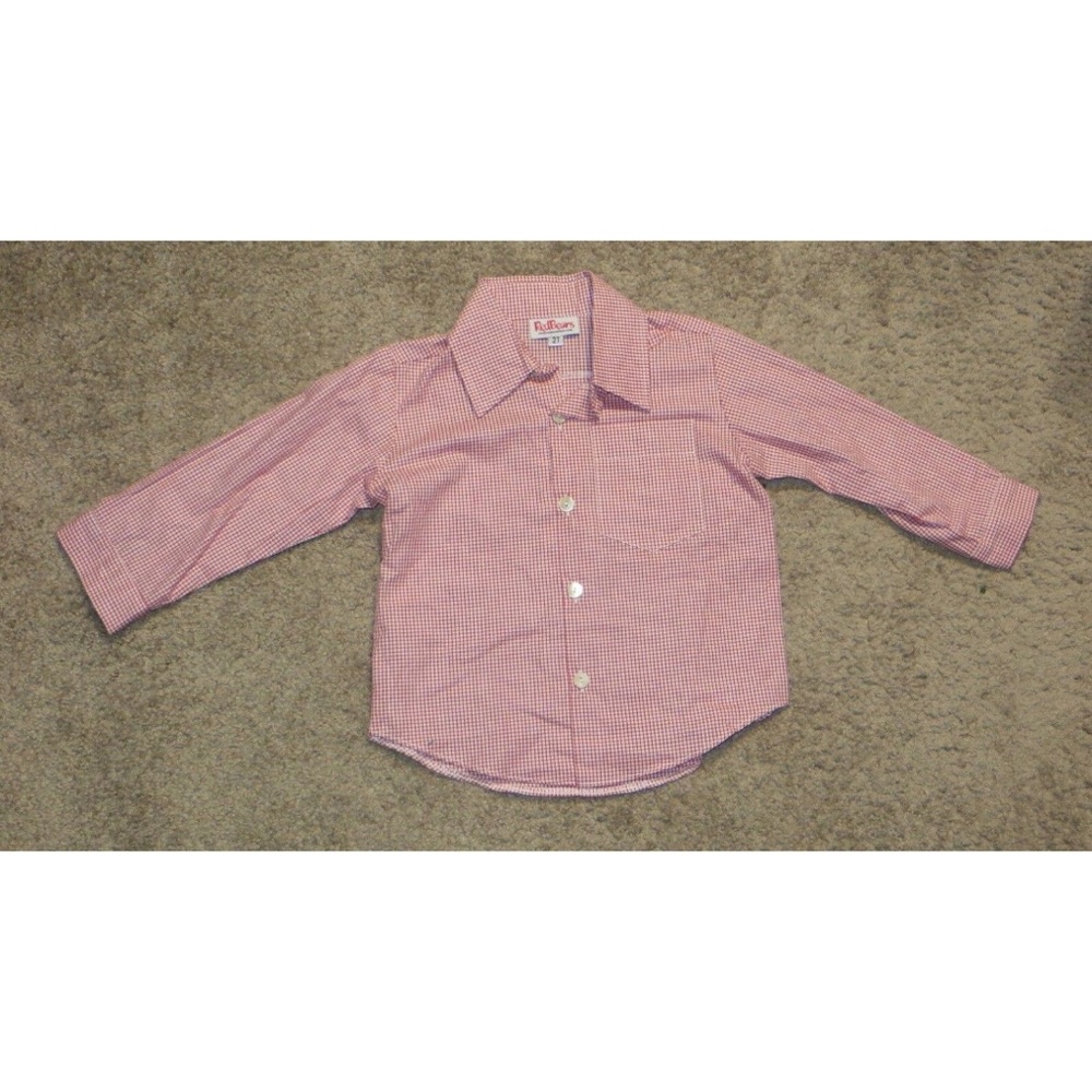 Red Beans White Windowpane Frank Shirt Size 2T